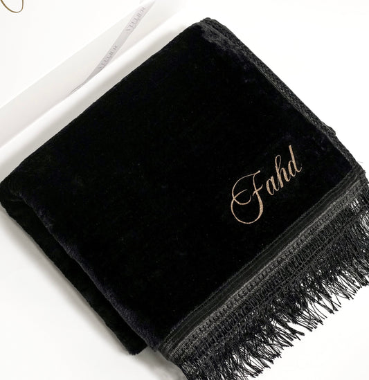 Tapete de oração preto semi-grosso liso para personalizar