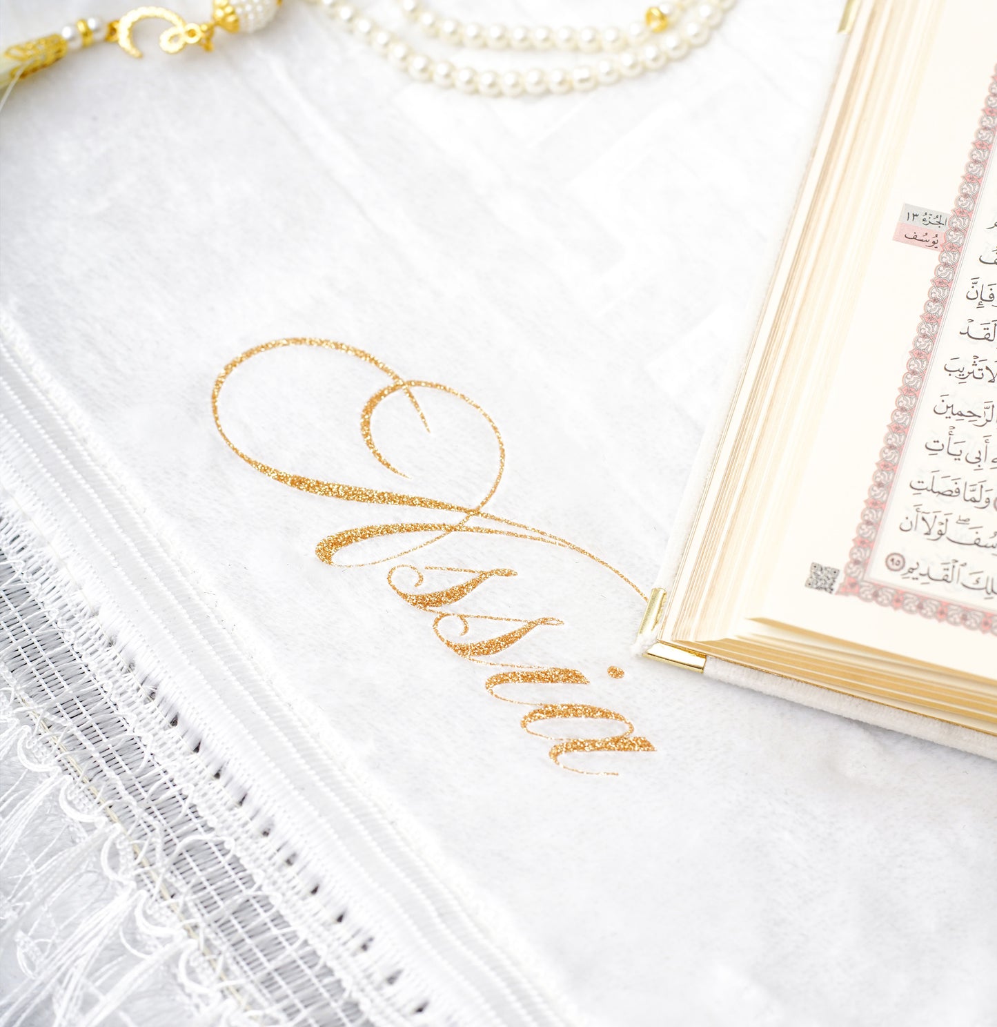 Coffret tapis de prière épais blanc
