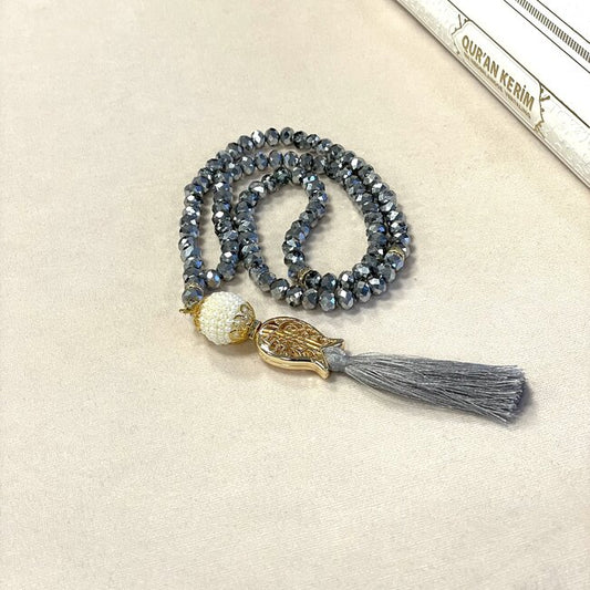 Tasbih de cristal cinzento de luxo