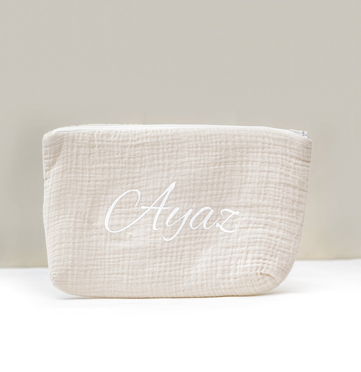 كيس كبير من الشاش القطني باللون البيج