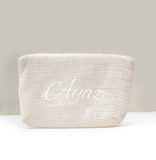 كيس كبير من الشاش القطني باللون البيج