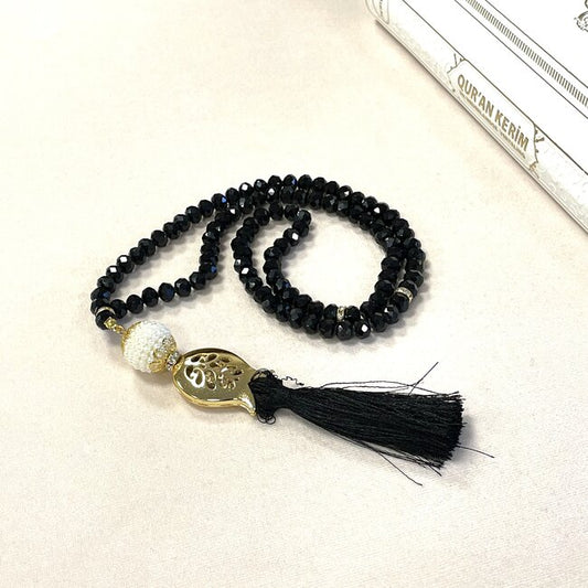Tasbih de cristal preto de luxo
