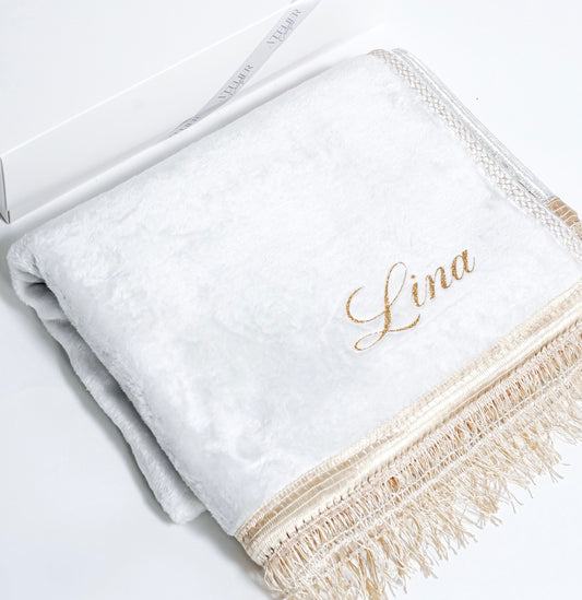 Tapete de oração liso semi-grosso em creme para personalizar