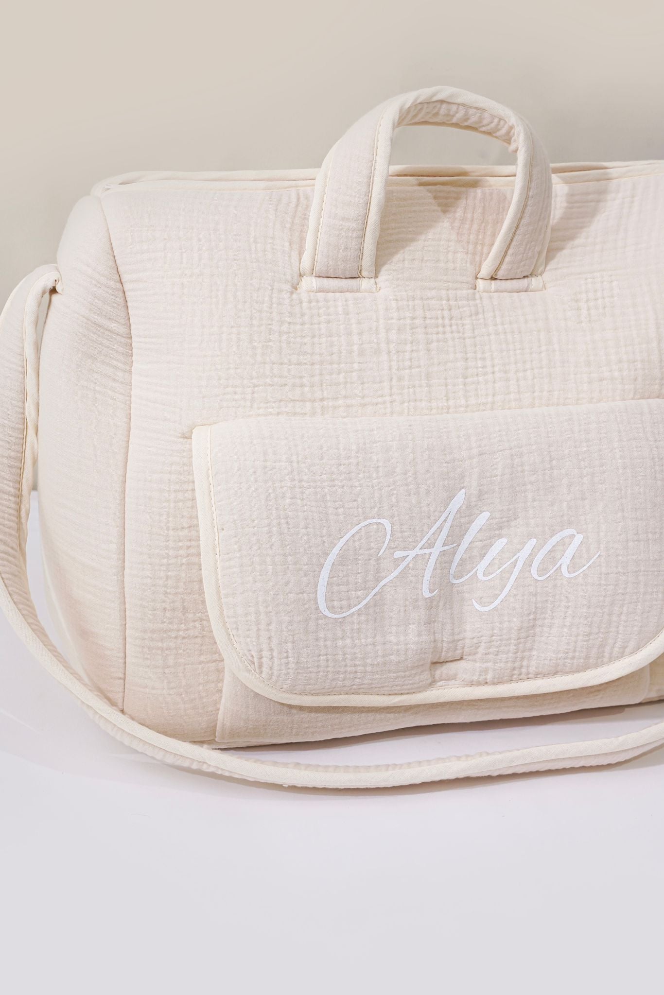 Borsa per pannolini in garza di cotone personalizzabile