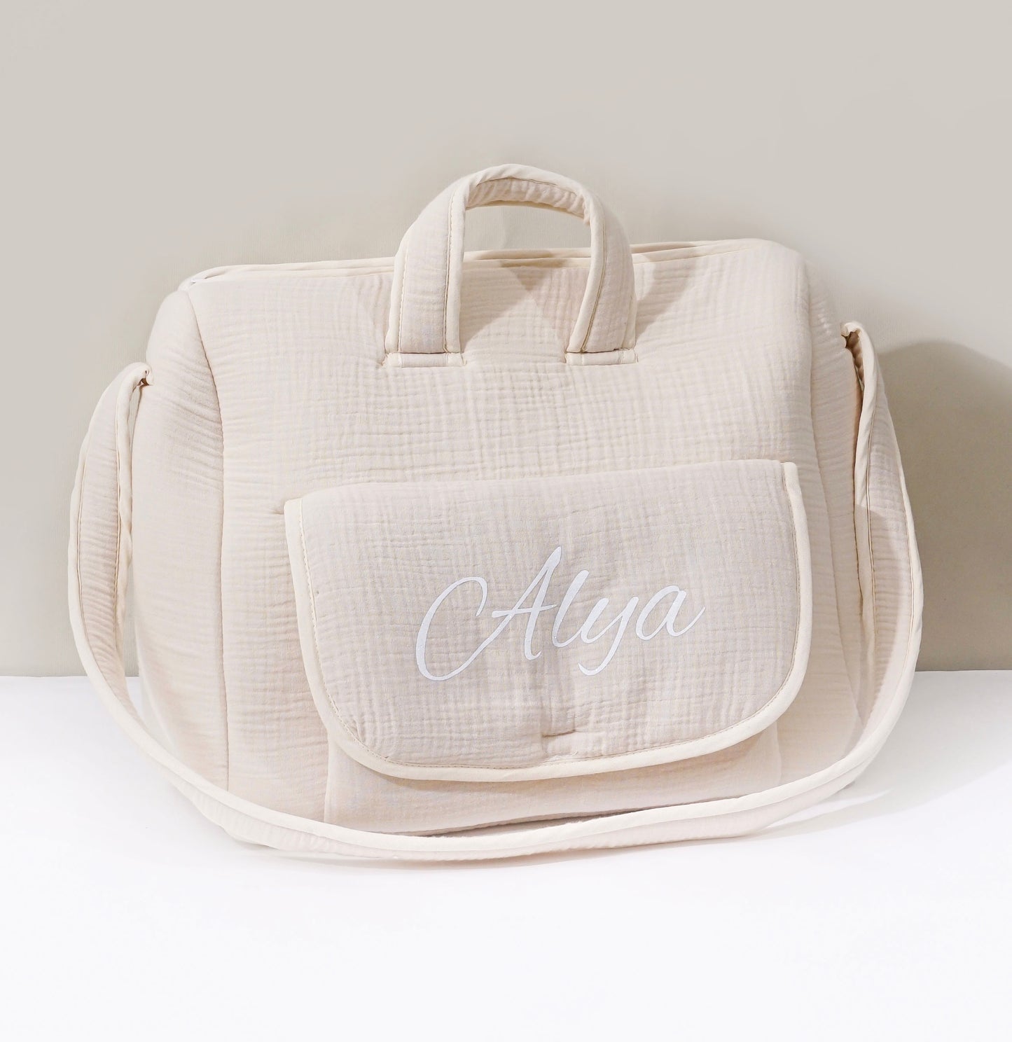 Borsa per pannolini in garza di cotone personalizzabile