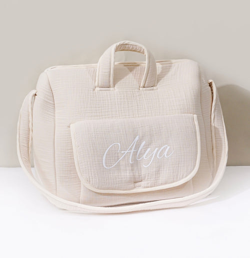 Borsa per pannolini in garza di cotone personalizzabile