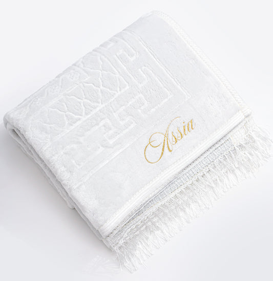 Tapete de oração personalizado grosso branco neve