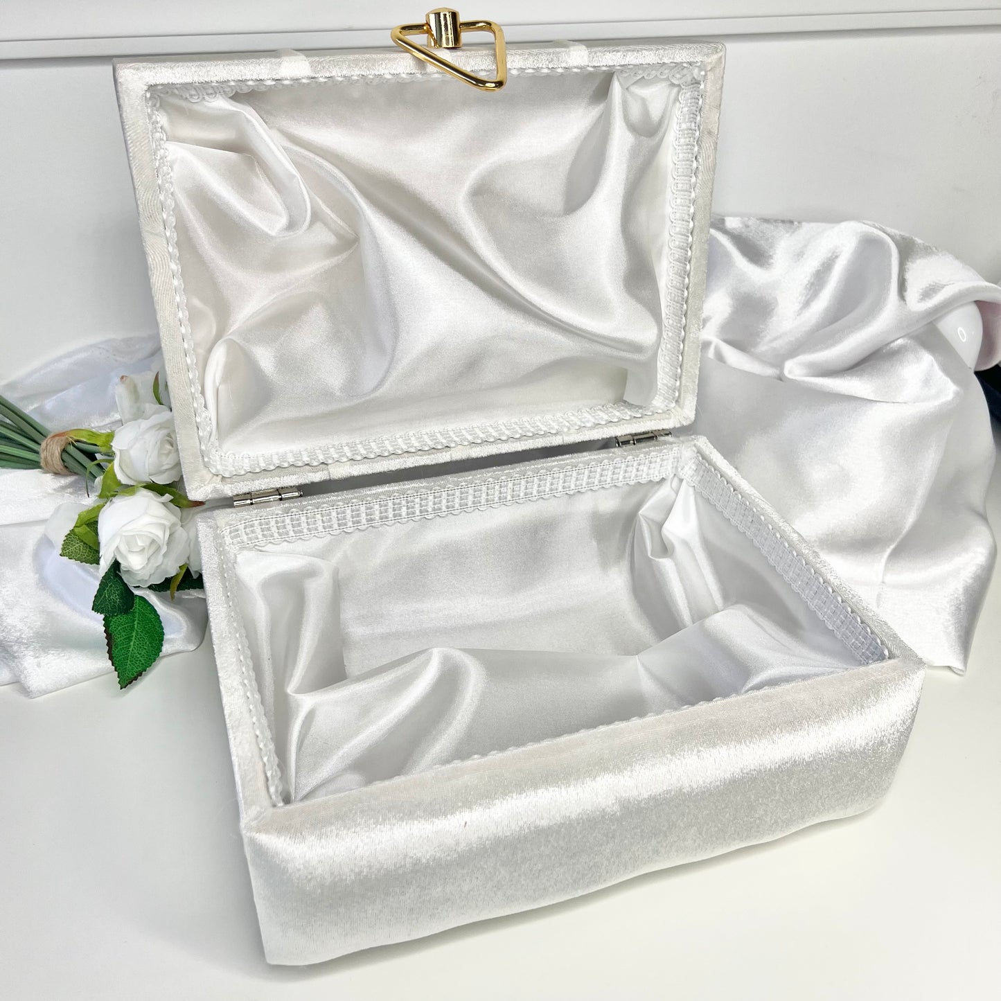 White velvet chest