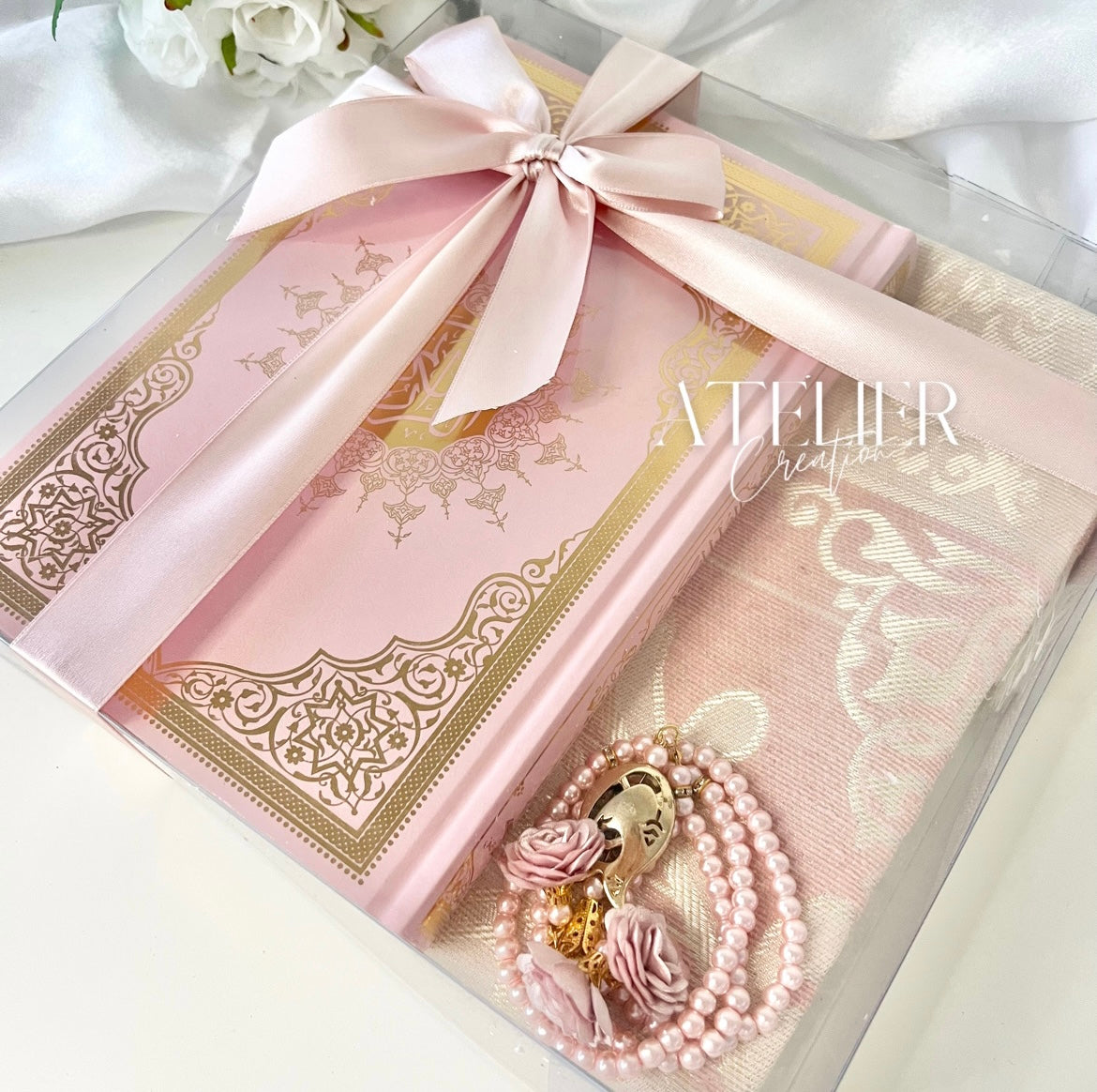 Large French/Arabic Pink Quran Box Set