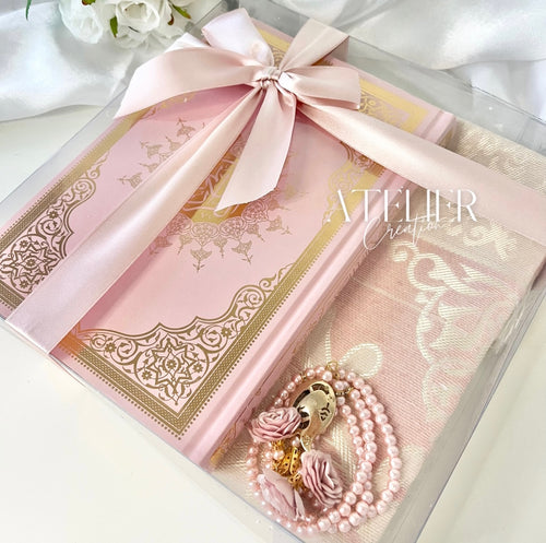 Large French/Arabic Pink Quran Box Set