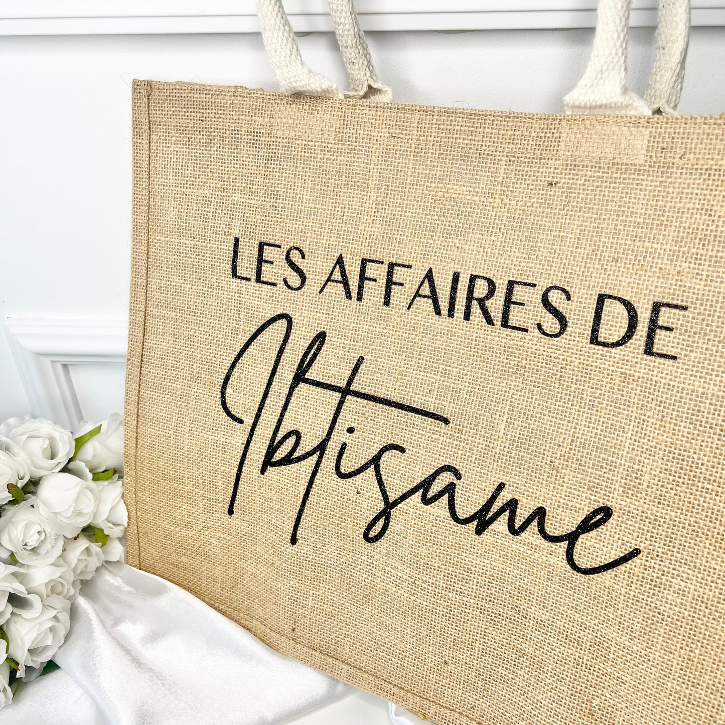 Grand sac en jute personnalisé