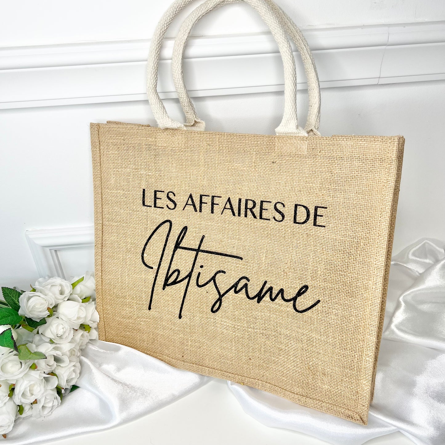 Grand sac en jute personnalisé