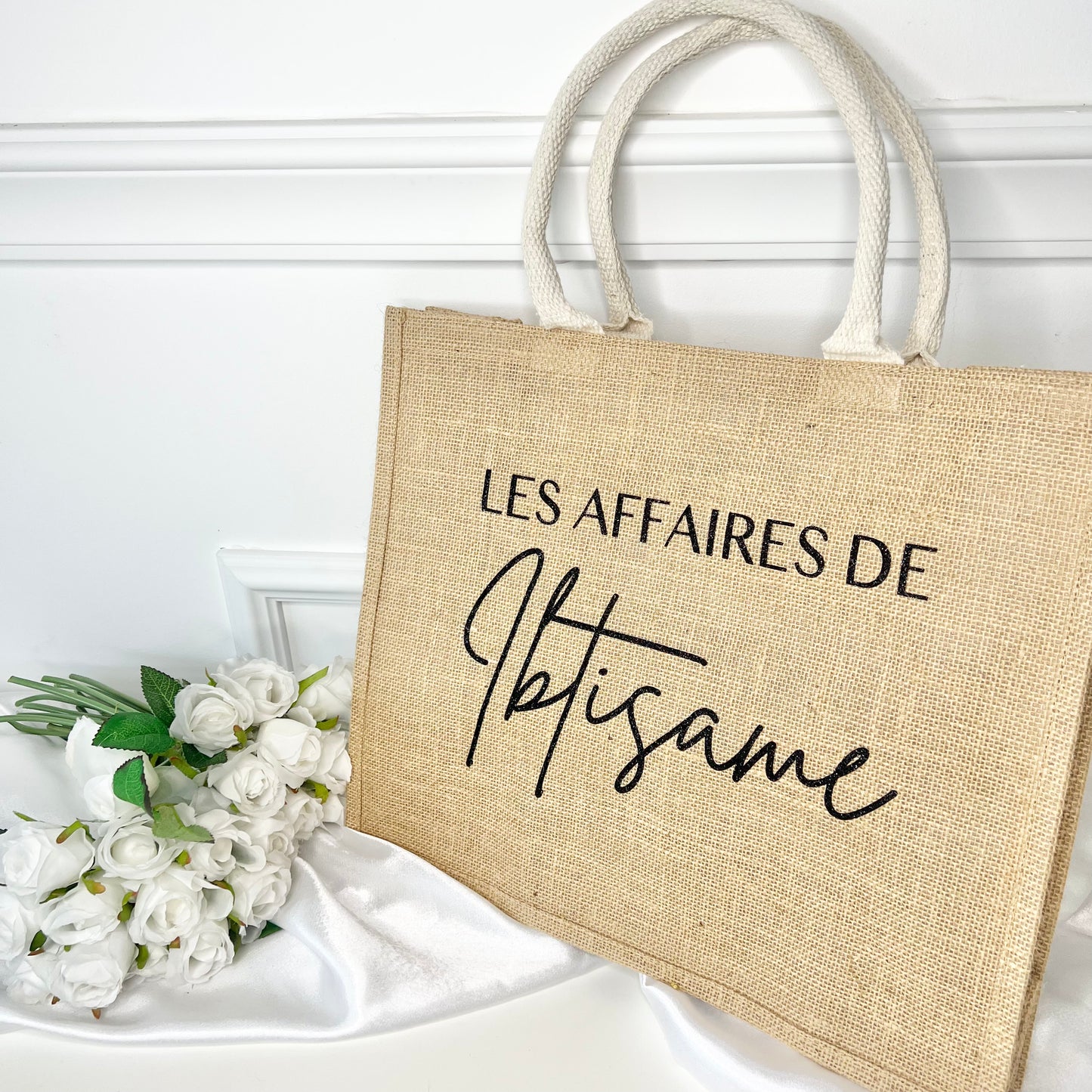 Grand sac en jute personnalisé