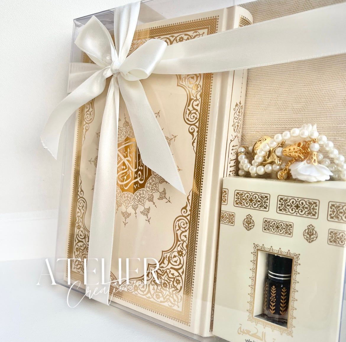Large French/Arabic Quran Box White