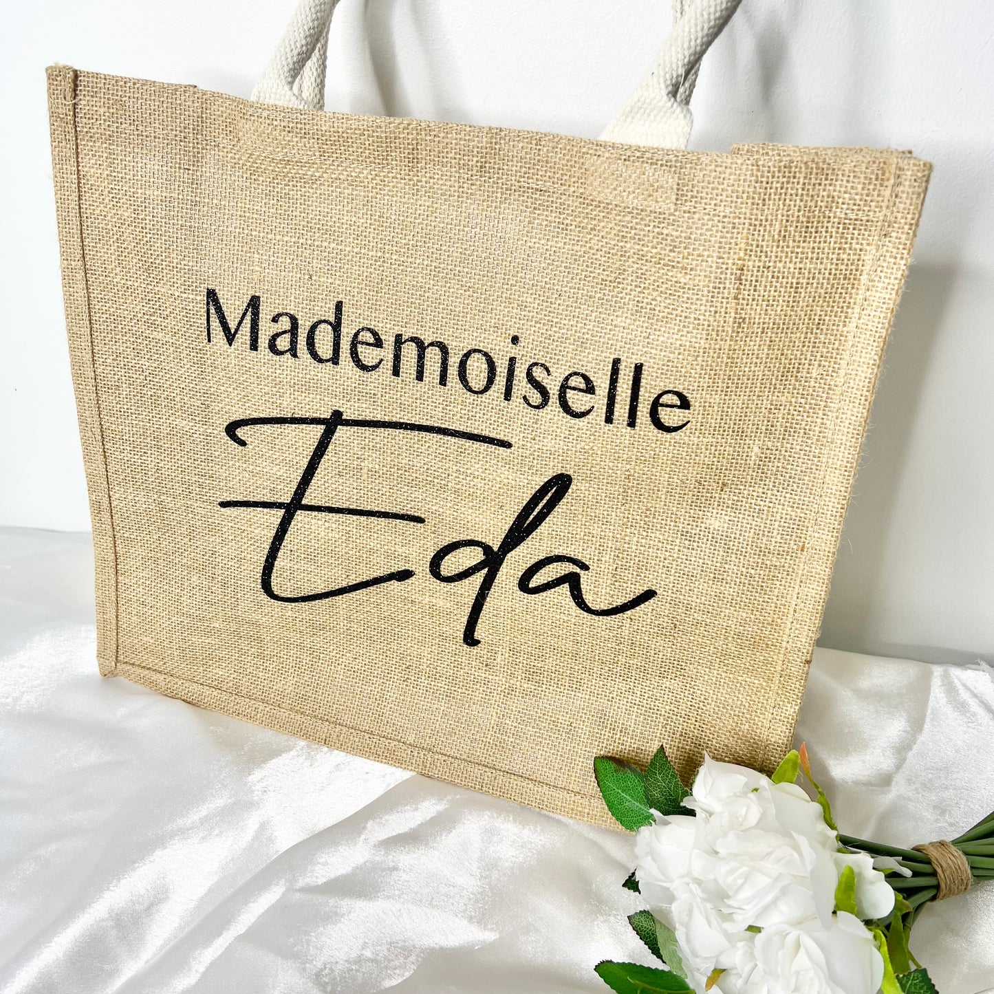 Bolsa grande de yute personalizada