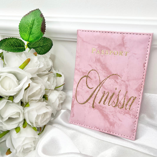 Porta-passaporte em mármore rosa