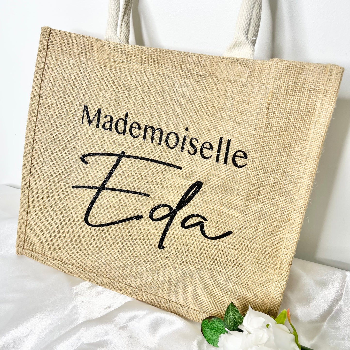 Bolsa grande de yute personalizada