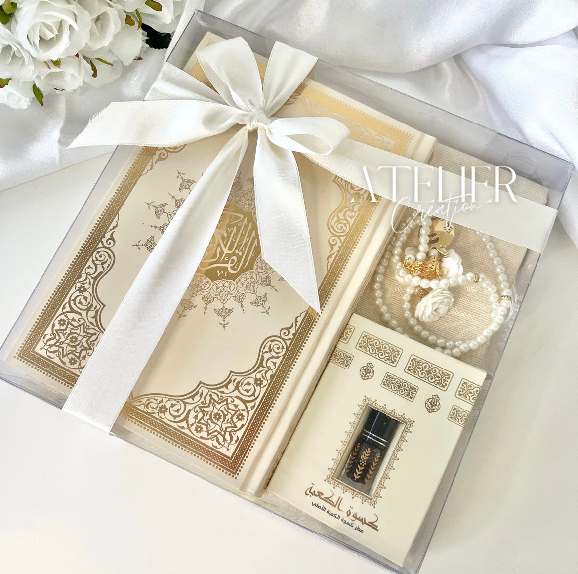Large French/Arabic Quran Box White