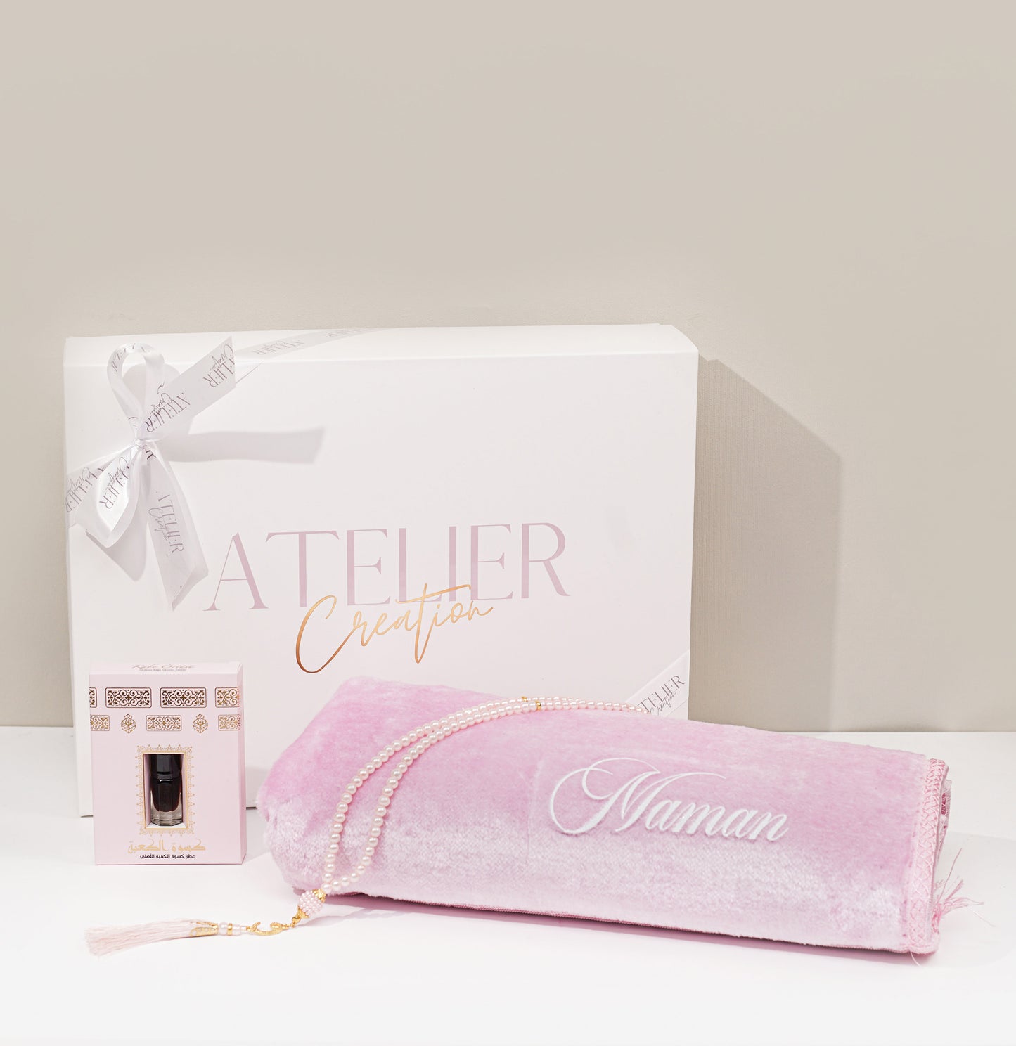 Box tapis de prière uni rose poudré