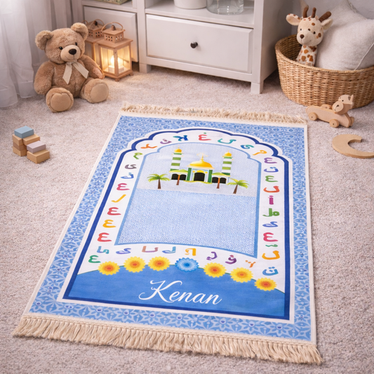 Tapis de prière enfant alphabet arabe garçon