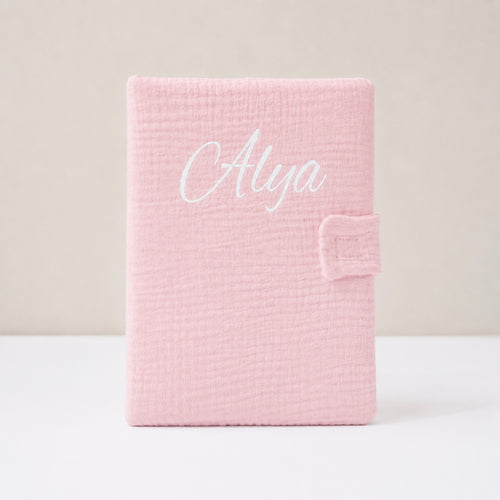 Protège carnet de santé gaz de coton rose