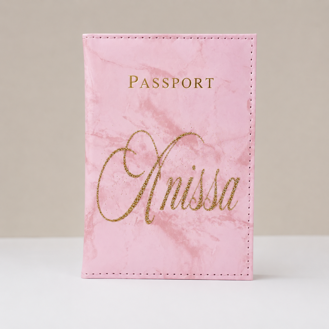 Pembe mermer pasaport tutucu