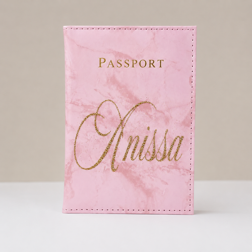 Pembe mermer pasaport tutucu
