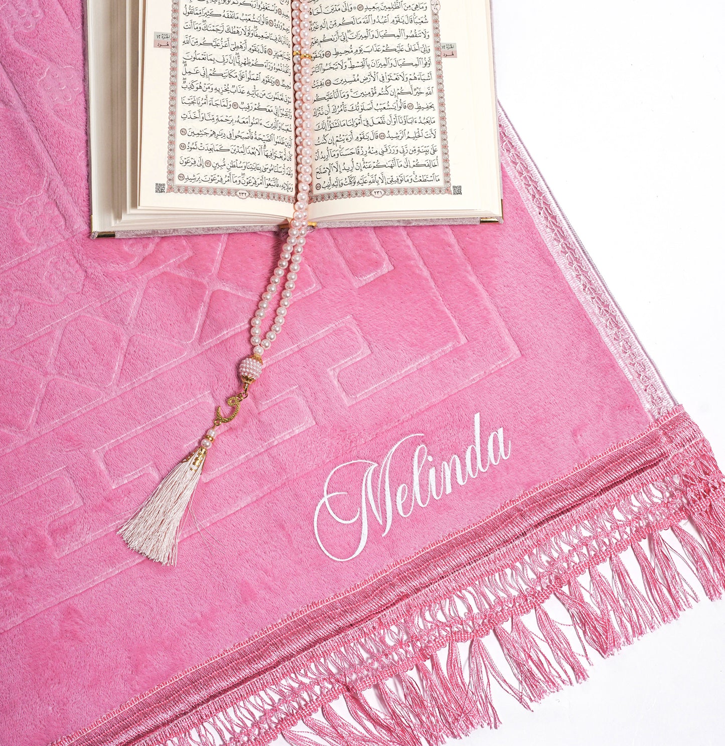Tapis de prière épais à personnaliser rose