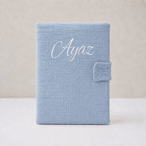 Protège carnet de santé gaz de coton bleu