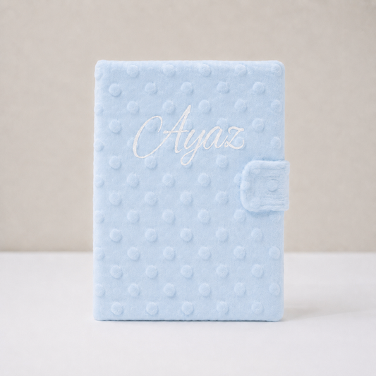 Protège carnet de santé Minky bleu