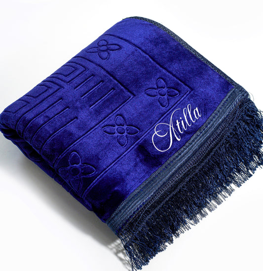 Navy thick prayer rug to personalize