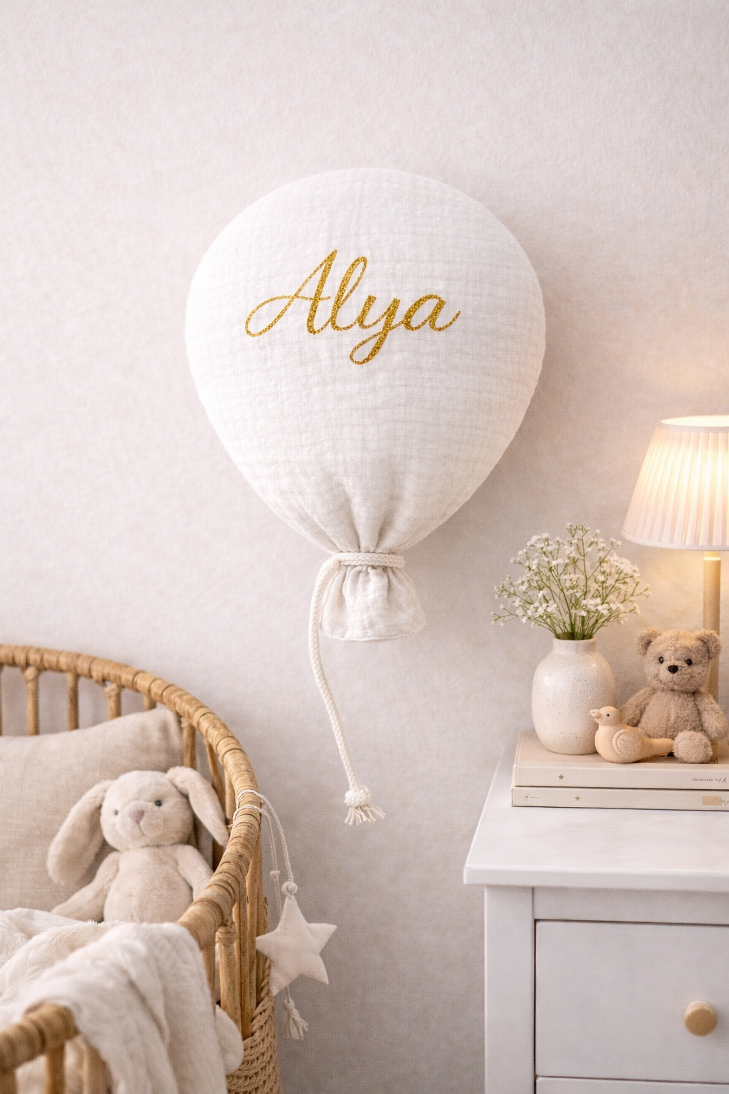 Ballon mural décoratif enfant gaz de coton blanc