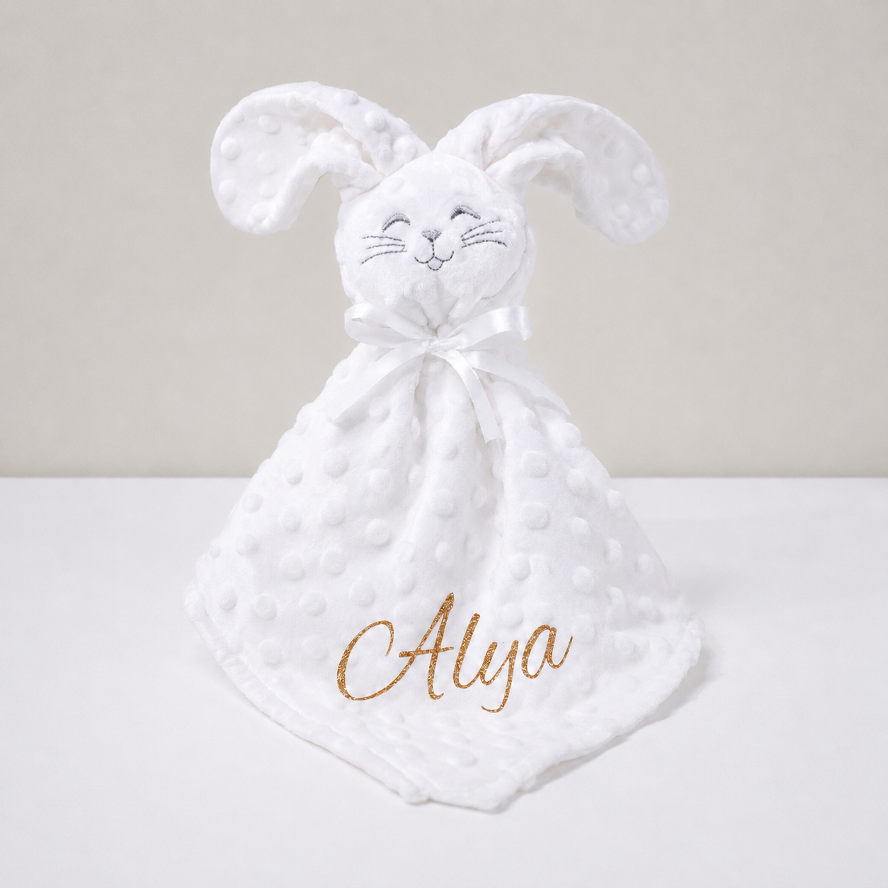 Doudou Minky blanc à personnaliser