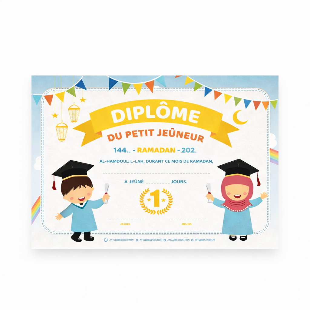 🎓 Diplôme du Petit Jeûneur – Spécial Ramadan & Eïd