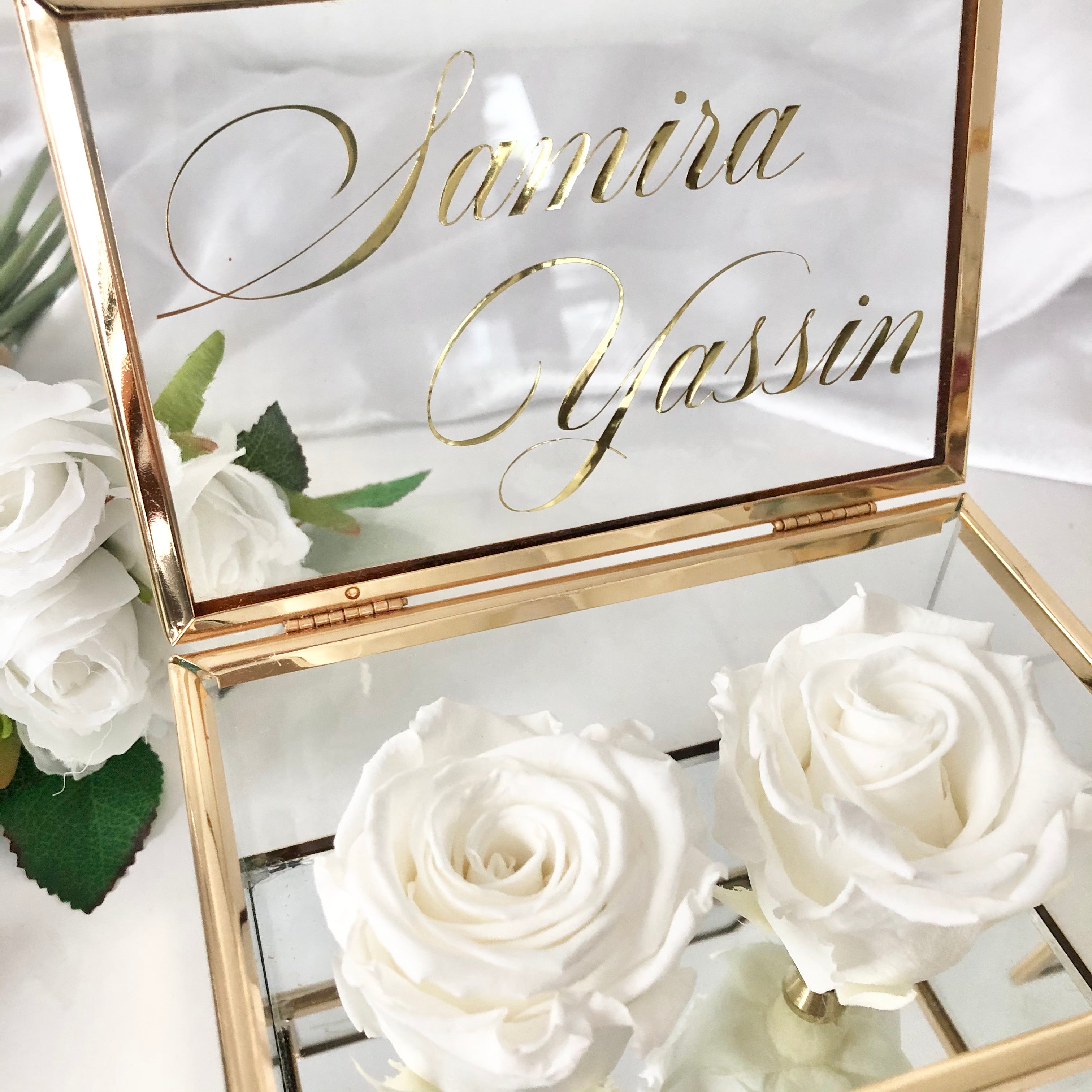 Wedding ring box eternal roses / white