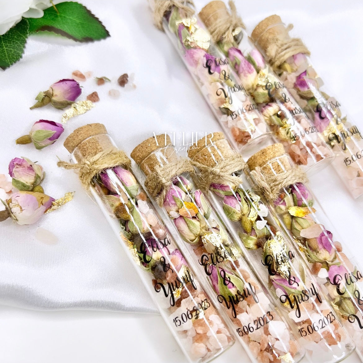 Dried rose vials &amp; bath salt