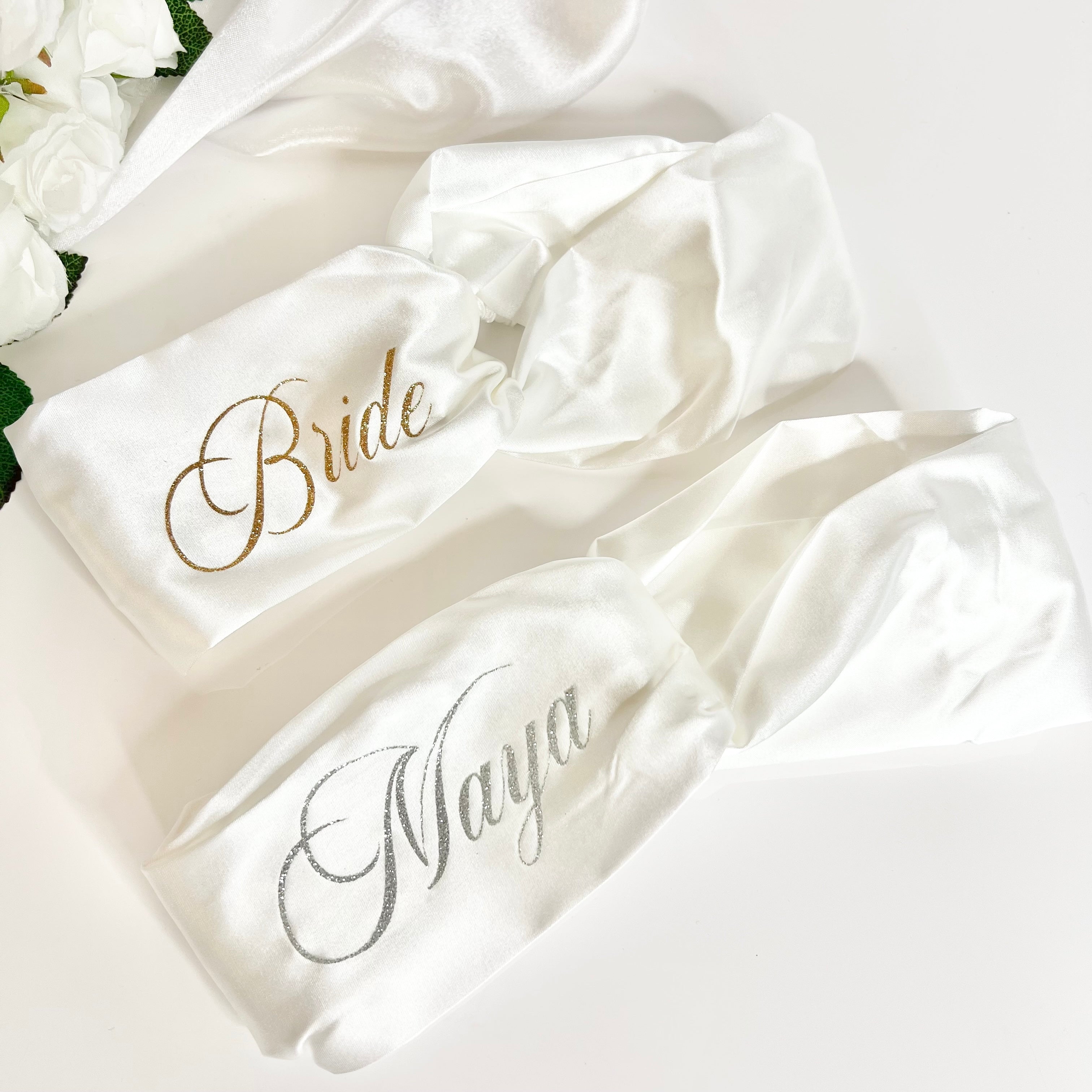 Personalized satin headband