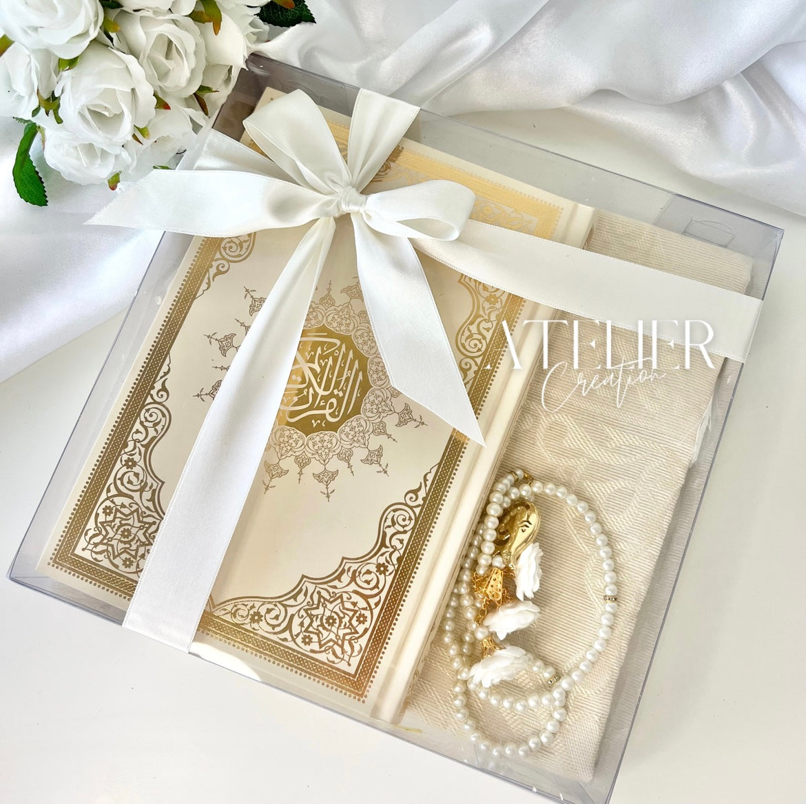 Coffret grand Coran Français/Arabe Blanc