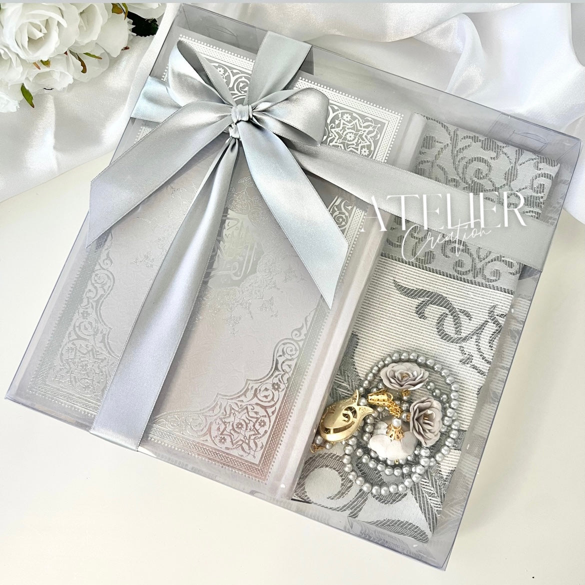 Coffret grand Coran Français/Arabe Gris