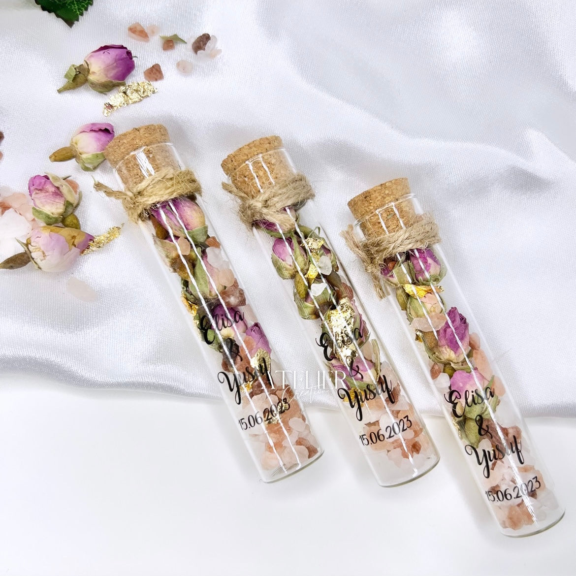 Dried rose vials &amp; bath salt