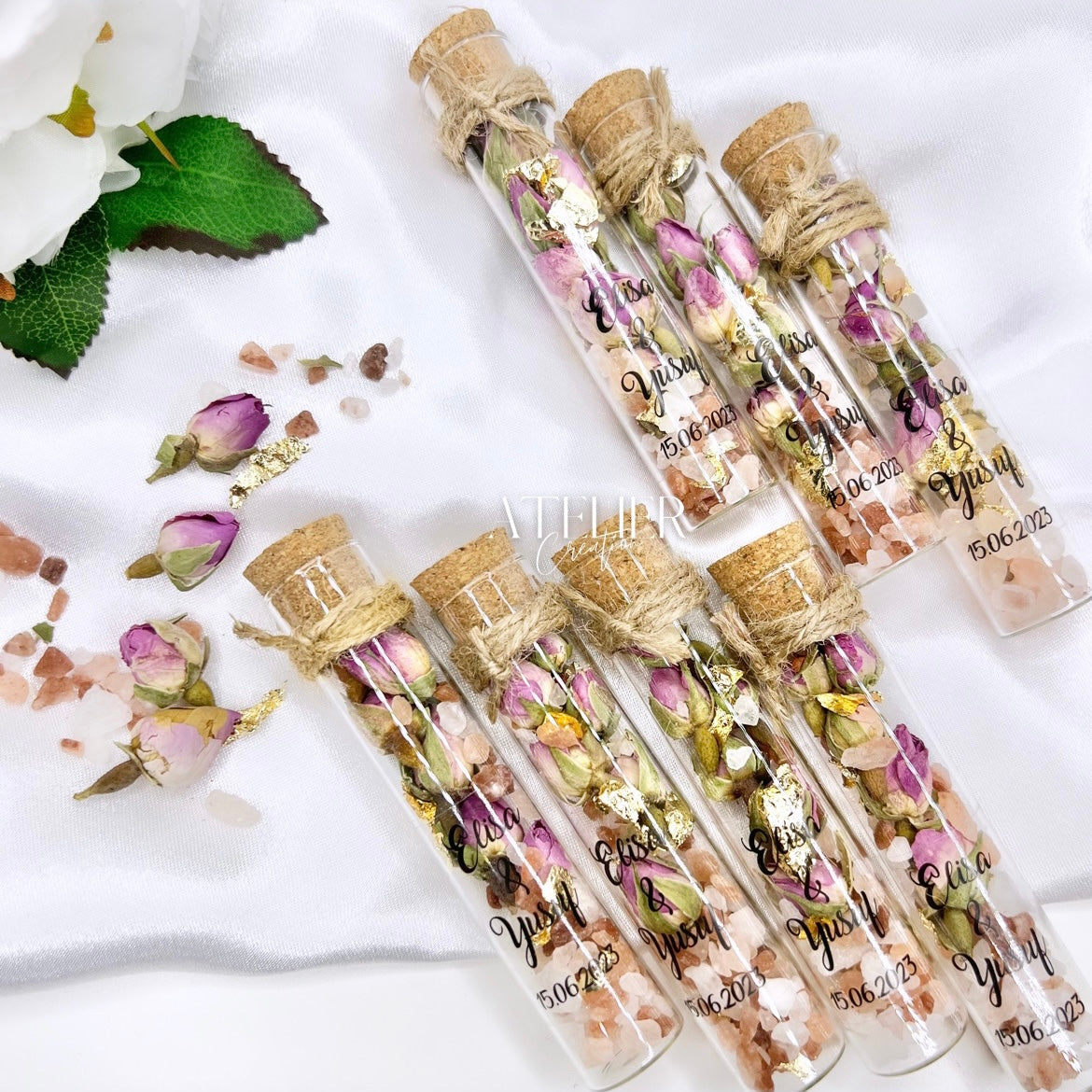 Dried rose vials &amp; bath salt